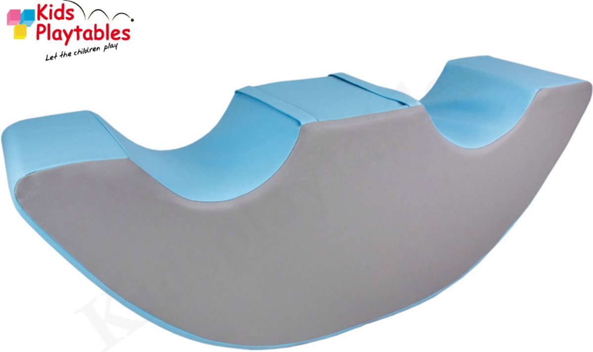 Soft Play Foam Schommelwip grijs-blauw | rocker | wipwap | foamblokken | bouwblokken | Soft play speelgoed | schuimblokken